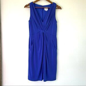 Maggy Boutique sleeveless dress with v-neckline and drape front, stretch